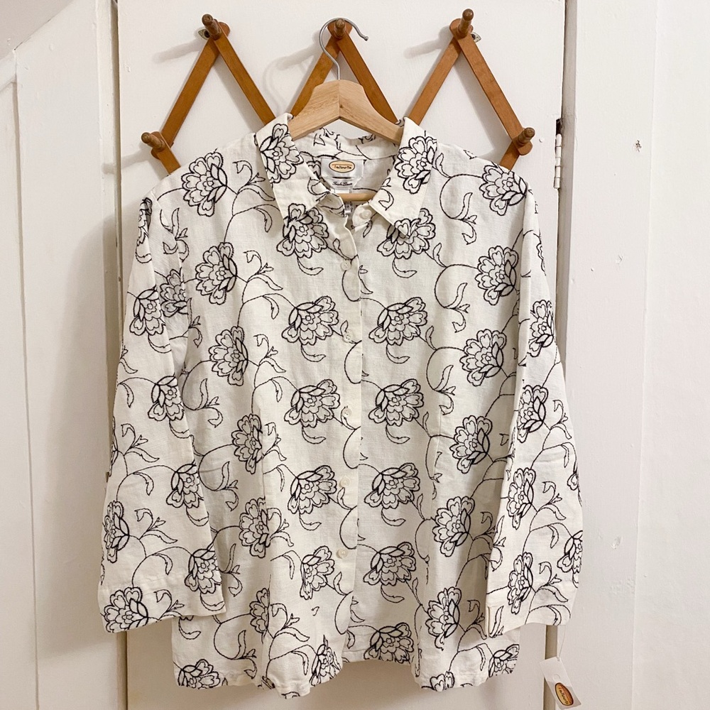 NWT Irish Linen Embroidered Top